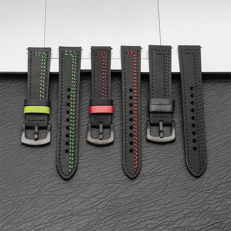 Premium Leather Watch Band - 20mm/22mm Sizes - Elegant Wrist Bracelet