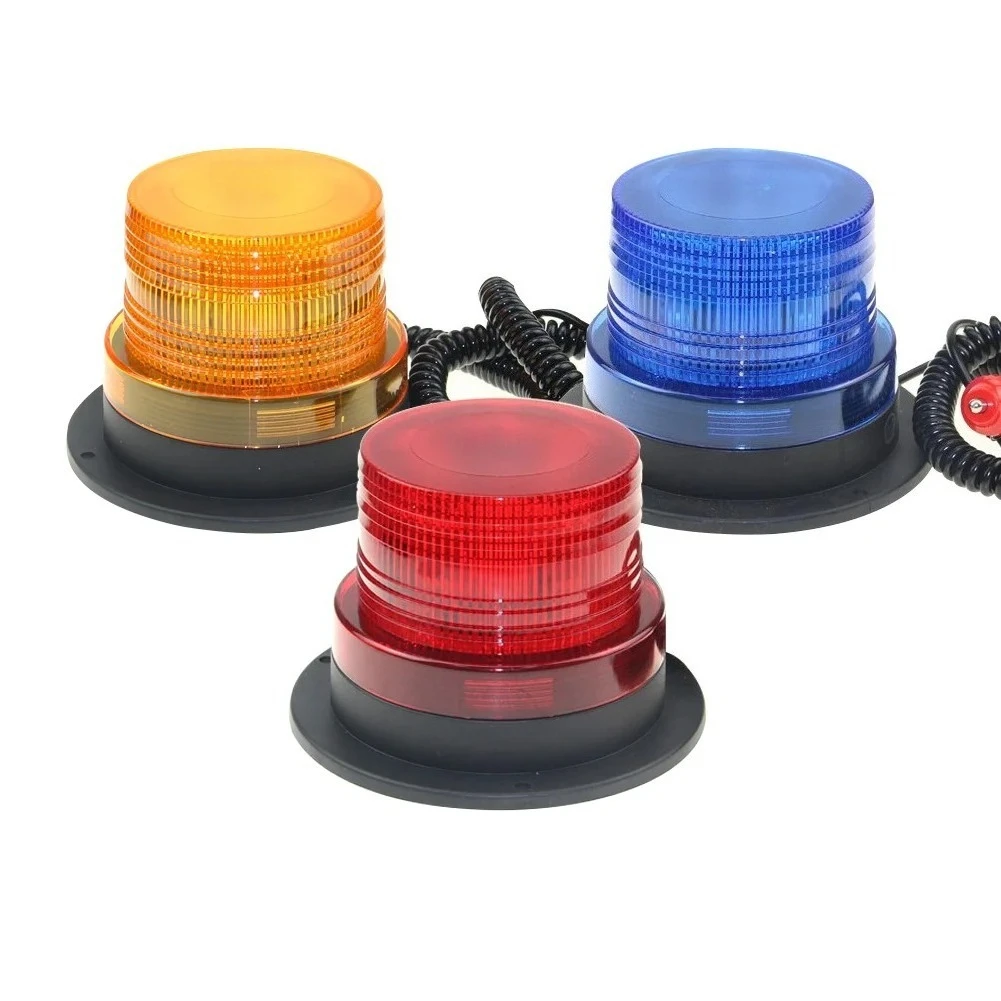 LED Strobe Light Circular Car Flashing Signal Magnetic Ceiling Police Emergency Lights Portable Warning Lighting 12-24V