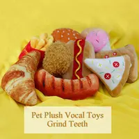 Plush Dog Toys Squeaky Dogs Accessories Pet Perros Toy Soft Squeeze Sound Teeth Chew Bite Resistant Ice Cream Fries Humburger 2