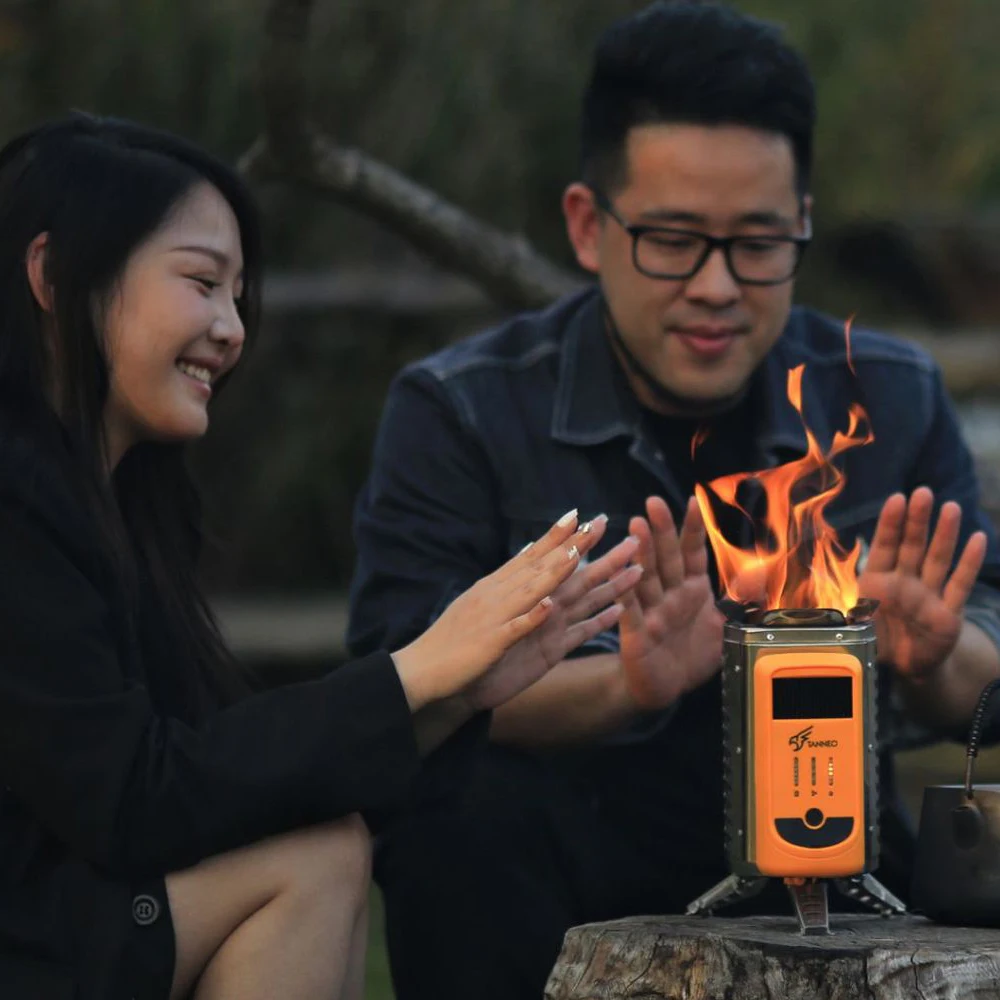 Outdoor Camping SmokeFree Portable Power Generating Furnace Hiking Picnic Burners Machine USB Rechargeable Firewood Stove