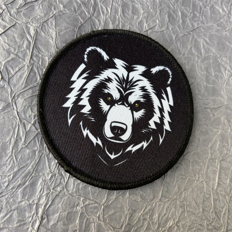 Black Bear Tactical Morale Badge with Hook and Loop for Backpacks and Apparel