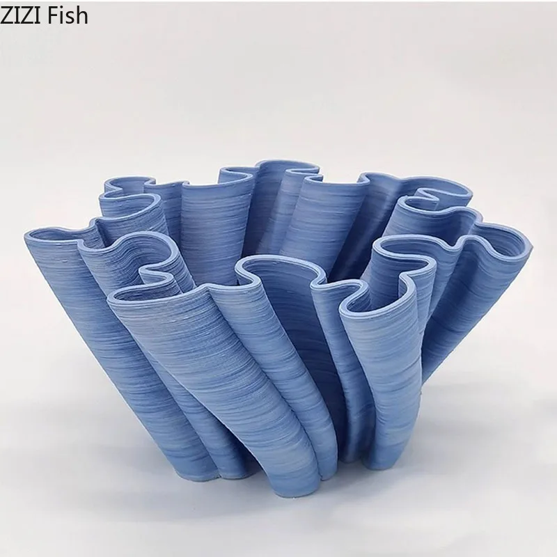 Vaso In Ceramica Rugosa Creativa Decorazione Da Scrivania Vasi A Forma Di Bocciolo Di Fiori Fiori Artificiali Moderni Composizione Floreale Decorativa