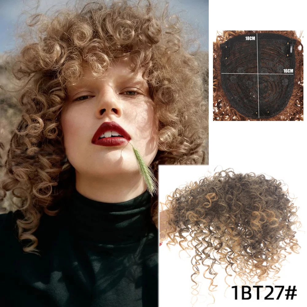 Curly Synthetic Hair Clips Wig With Bangs Top Of Head Half Head Wig