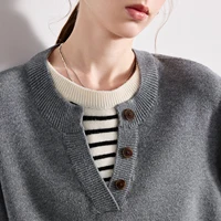 TOYOUTH femmes fil plissé tricots 2026 printemps nouveau Patchwork deux pièces Illusion couleur-bloc hauts intellectuels 4