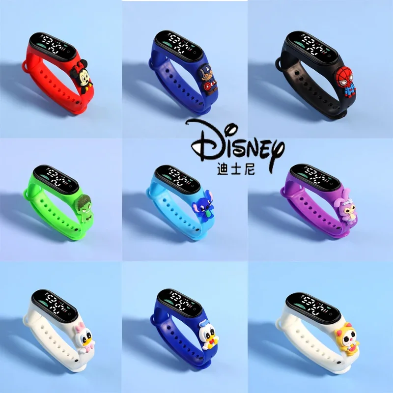 Disney Princess Frozen Elsa Anna Spiderman Iron Man Mickey Minnie Mouse Stitch Led Watch Giocattoli Per Bambini Orologio Digitale Impermeabile