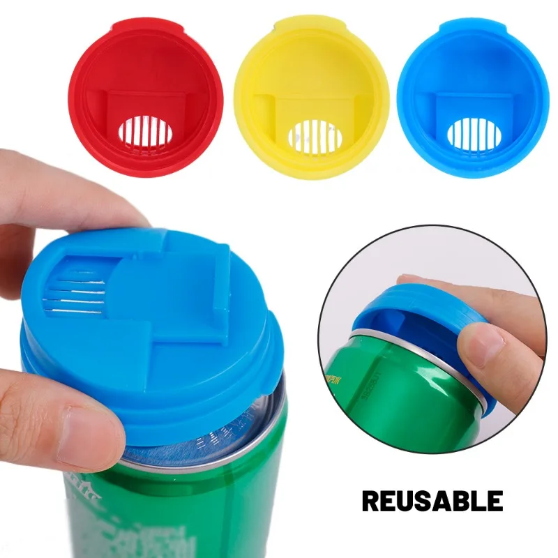 Description Picture 6 of item1/3Pcs Plastic Beverage Can Lids Leak-proof Drinks Protector Multi-color Air-leak Beer Sealing Cap Portable Water Bottle Covers