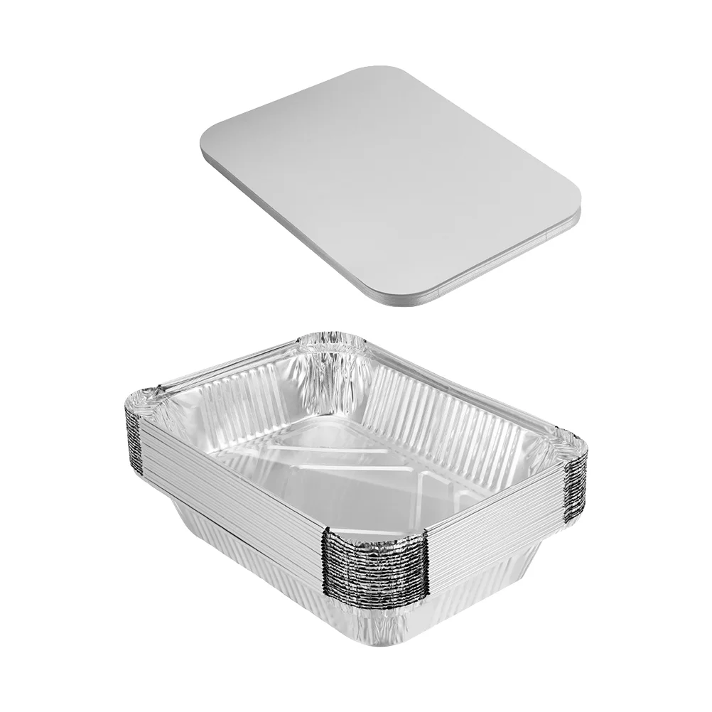 30 Pcs Tin Box Disposable Food Tray Aluminum with Lid for Trays Foil Pot Pans 9x13 Cake Containers Lids BBQ Supply Barbecue