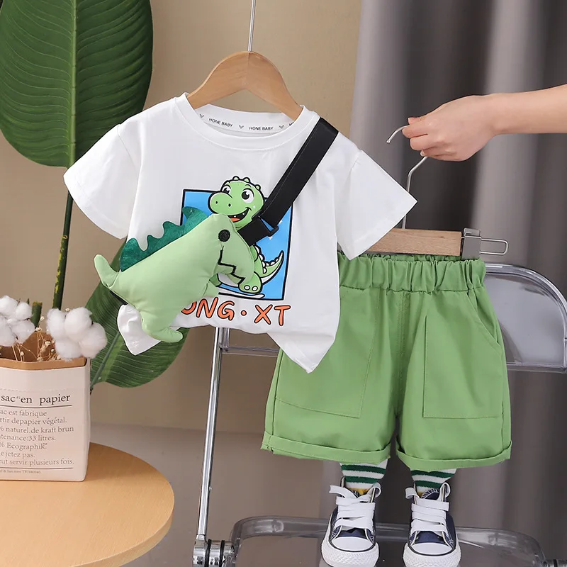 

Kids Summer Sets 2024 Baby Boy Clothes 9 To 12 Months Dinosaur Short Sleeve T-shirts and Shorts Boys Outfits Children's Clothing