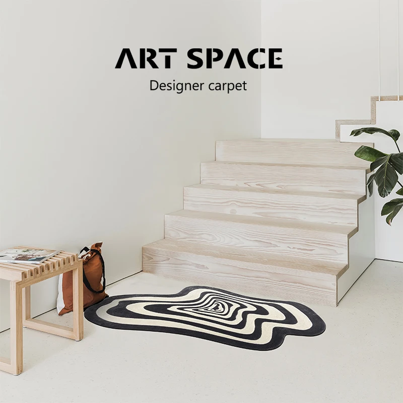 Creative Carpets Fot Living Room Black White Striped Home Decoration Bedroom Rug Fluffy Plush Children's Play Mat Large Area Mat 3