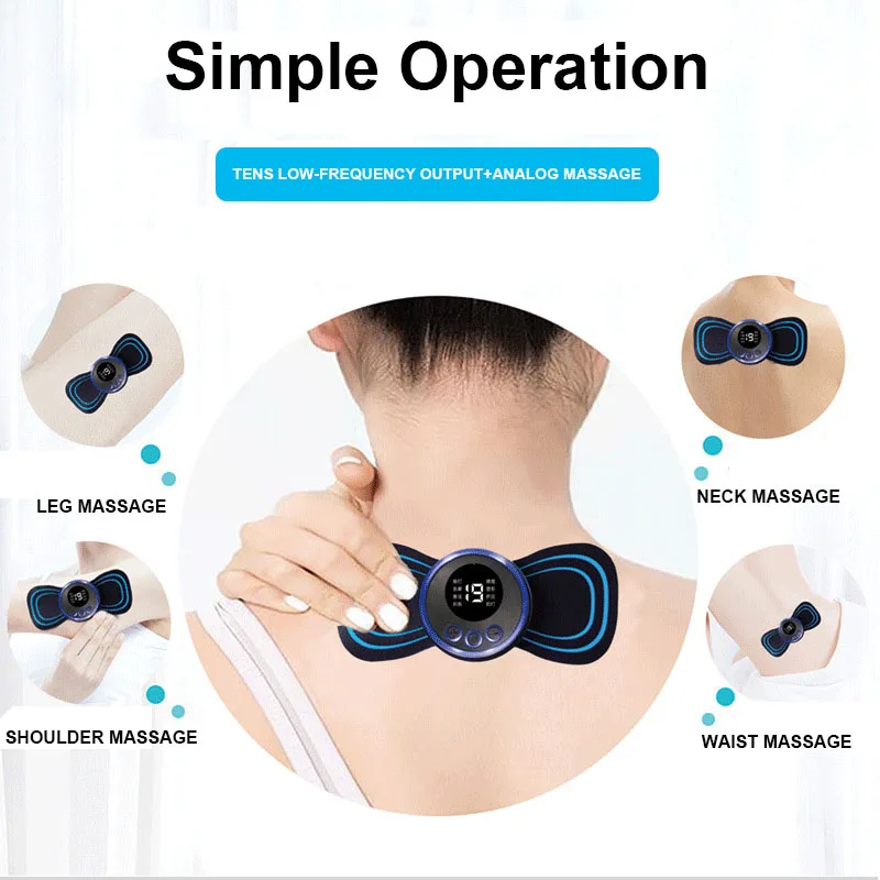 Portable EMS Mini Electric Neck Back Massager Cervical Massage