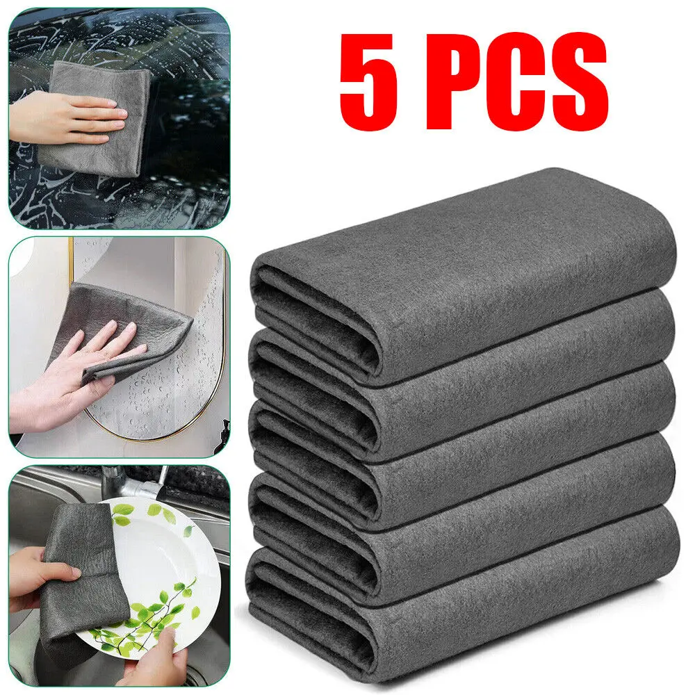 5pcs Magic Cleaning Cloth No Trace Cleaning Cloths Miracle Microfiber