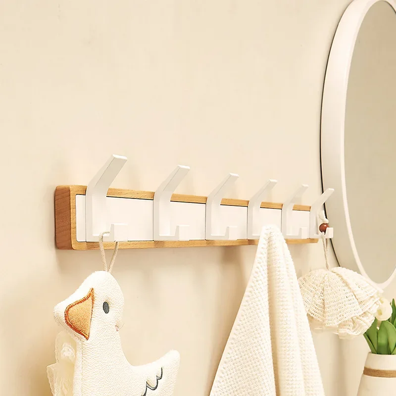 Solid Wood Wall Mounted Hangers for Bathroom, Coat Hooks, Keys, Hats, Robe, Towels, Bags, Storage Hook, Save Space 3