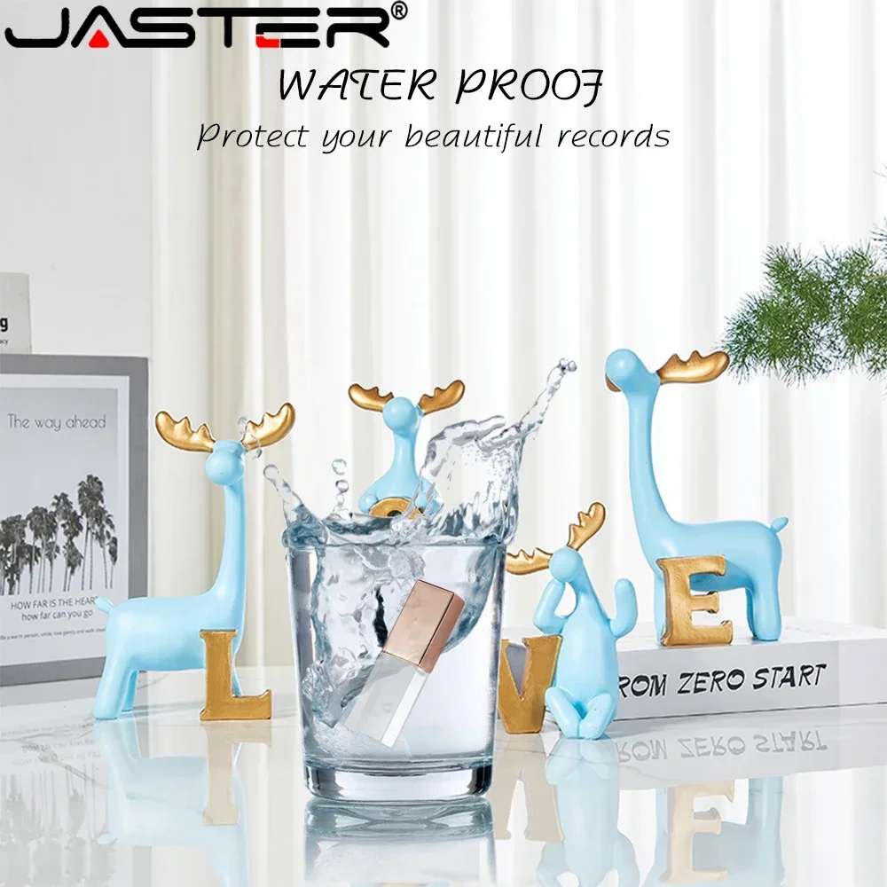 Jaster Rosa Ouro Cristal Caneta Drive2.0 128gb 64gb Ouro Cristal 32gb 16gb Usb Vara Livre Logotipo Personalizado Caixa de Papel Branco Casamento Presentes - Imagem 4