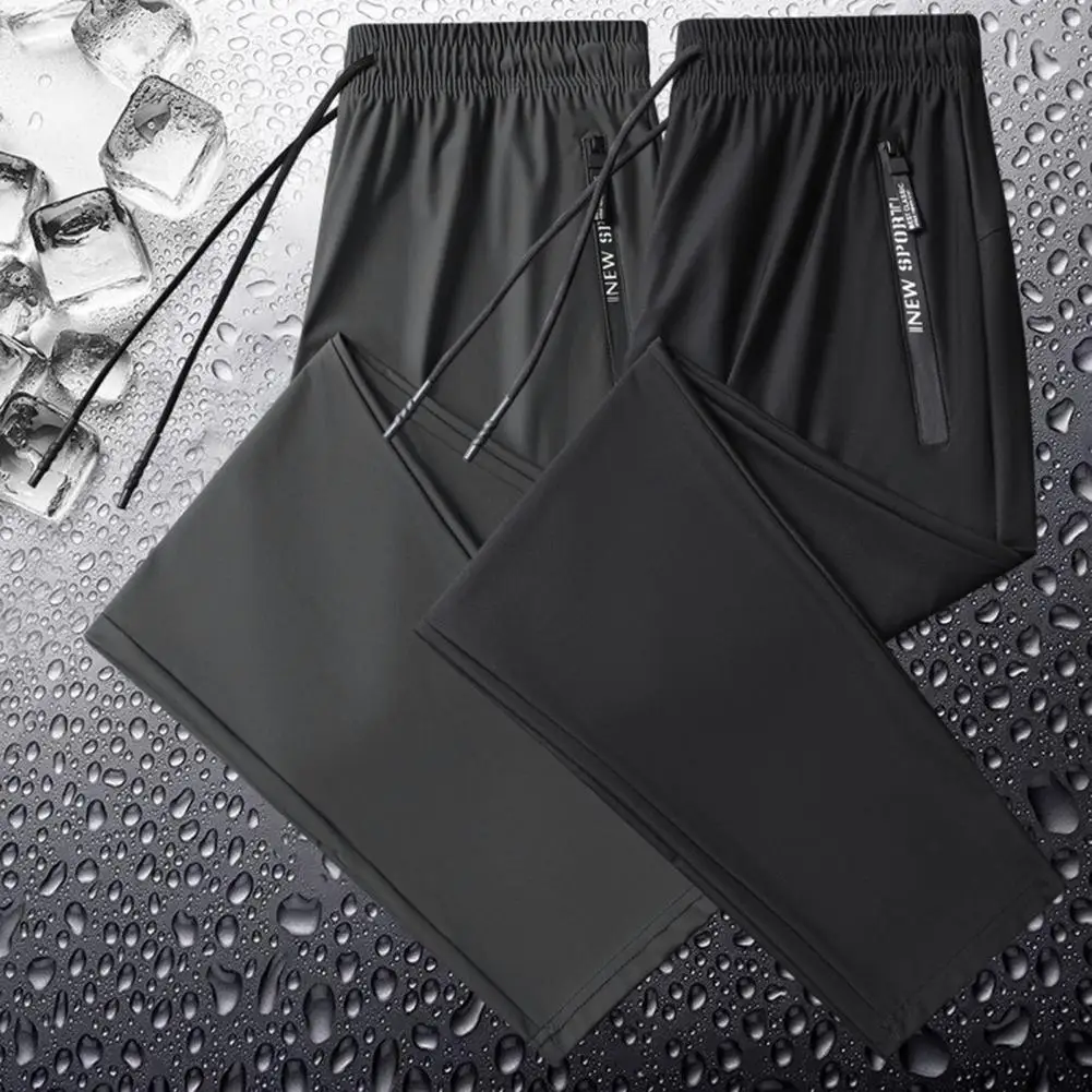 

Fashion Fitness Trousers Elastic Waistband Versatile Shrinkable Cuffs Summer Ice Silk Thin Jogging Sweatpants