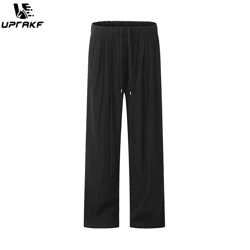 UPRAKF Straight-leg Trousers Comfort Casual Autumn Pantalones Solid Color Loose Korean Fashion