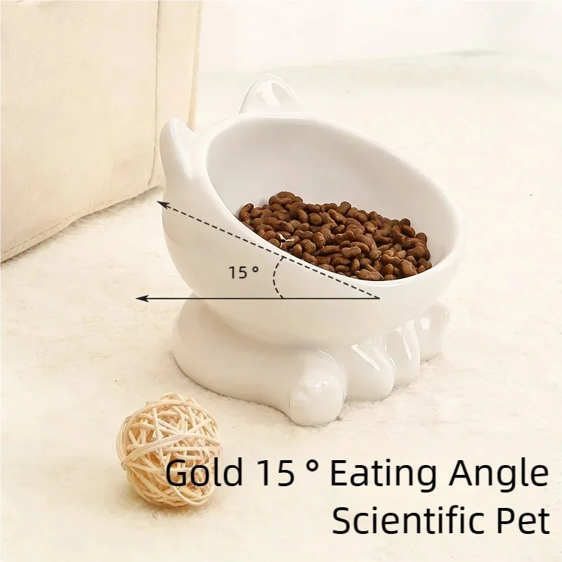 Cat Bowl Pet Accessories Ceramic Diagonal High Feet Cute Protection Cervical Spine Dog Bowl Drink Water Bowl Pet Supplies