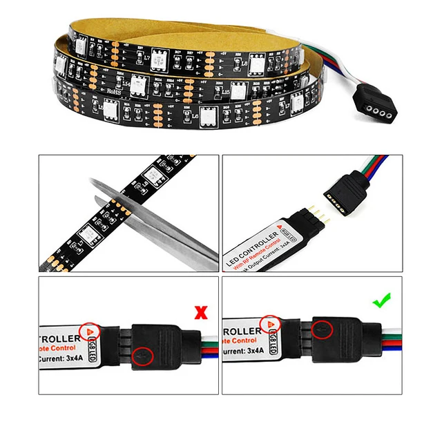 5V RGB LED Strip Light 5m 10m USB Remote Control SMD 5050 Lights LED Tape  Backlight For TV Holiday Decor 0.5/1/2/3m Black PCB - AliExpress