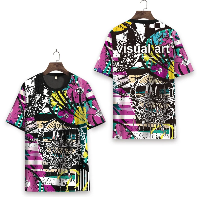 

European Style Graffiti 3D Digital Printing Short Sleeve Tees Tops Summer New Quality Hollow Icy Silky Cool T Shirt Men Oversize