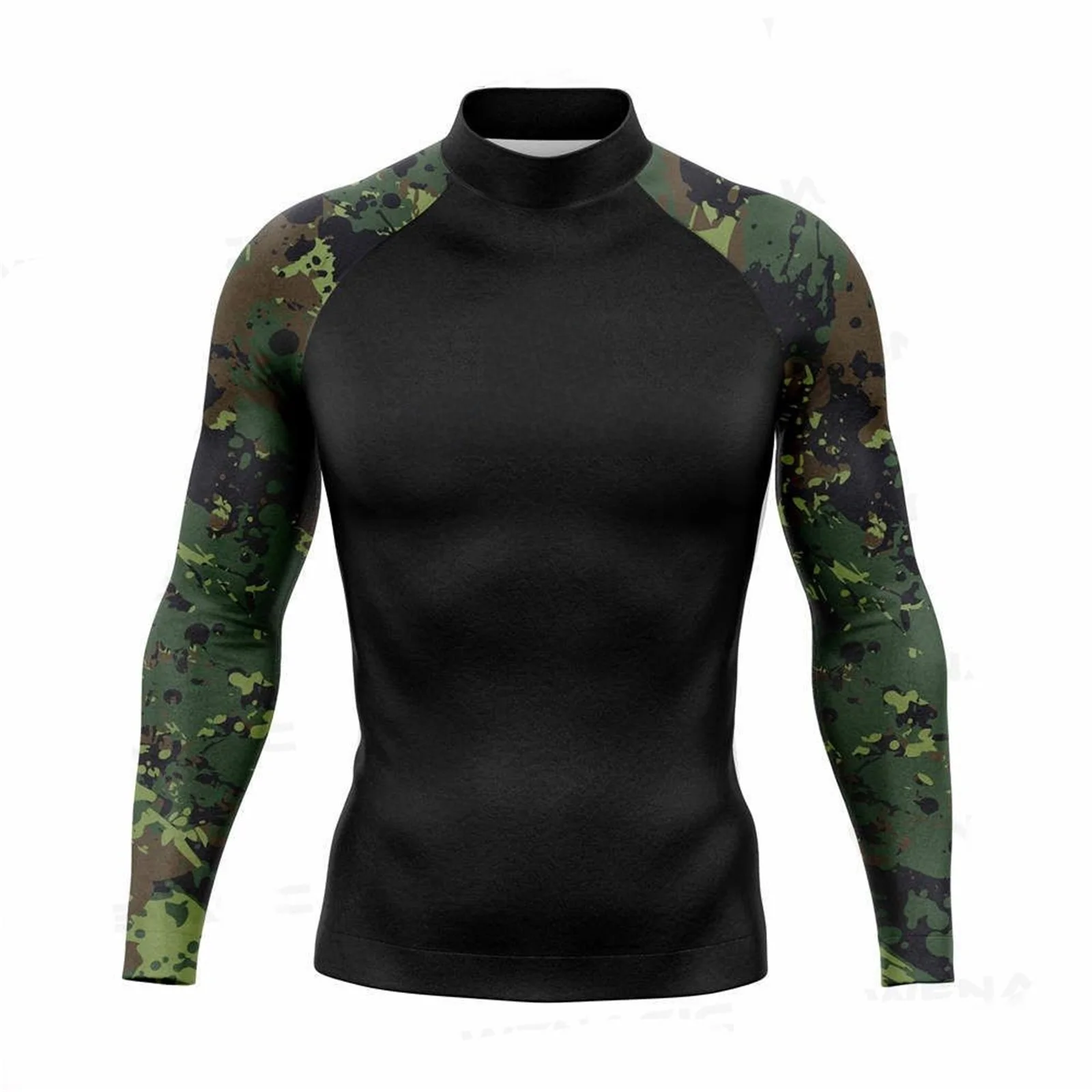 Men's Funny Swimwear Rash Guards Long Sleeve Surf T-shirt UV Protection Swimsuit Surfing Diving Swimming Skinsuit Rashguard