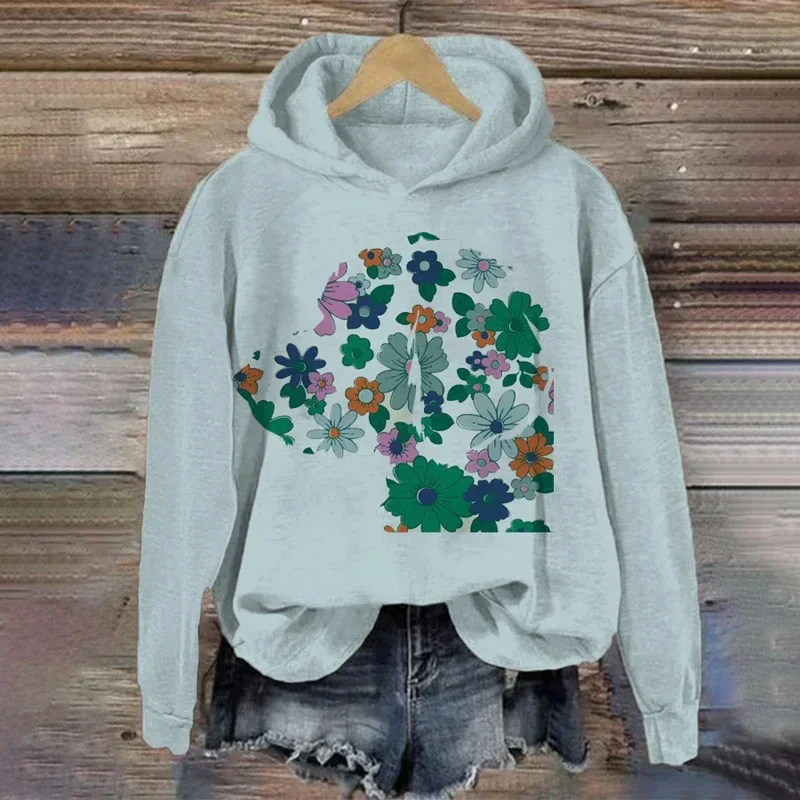 

Свитшот женский флисовый с капюшоном, Свободный Повседневный пуловер с длинным рукавом, Модный пуловер с 3D Цифровым принтом, Осень-зима