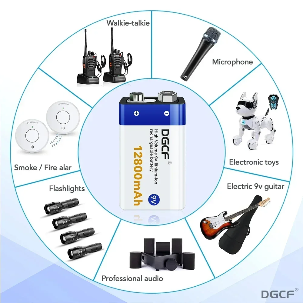 Rechargeable 9v battery For Smoke Alarm And Smoke Detector USB Lithium Battery With Charging Cable images - 6