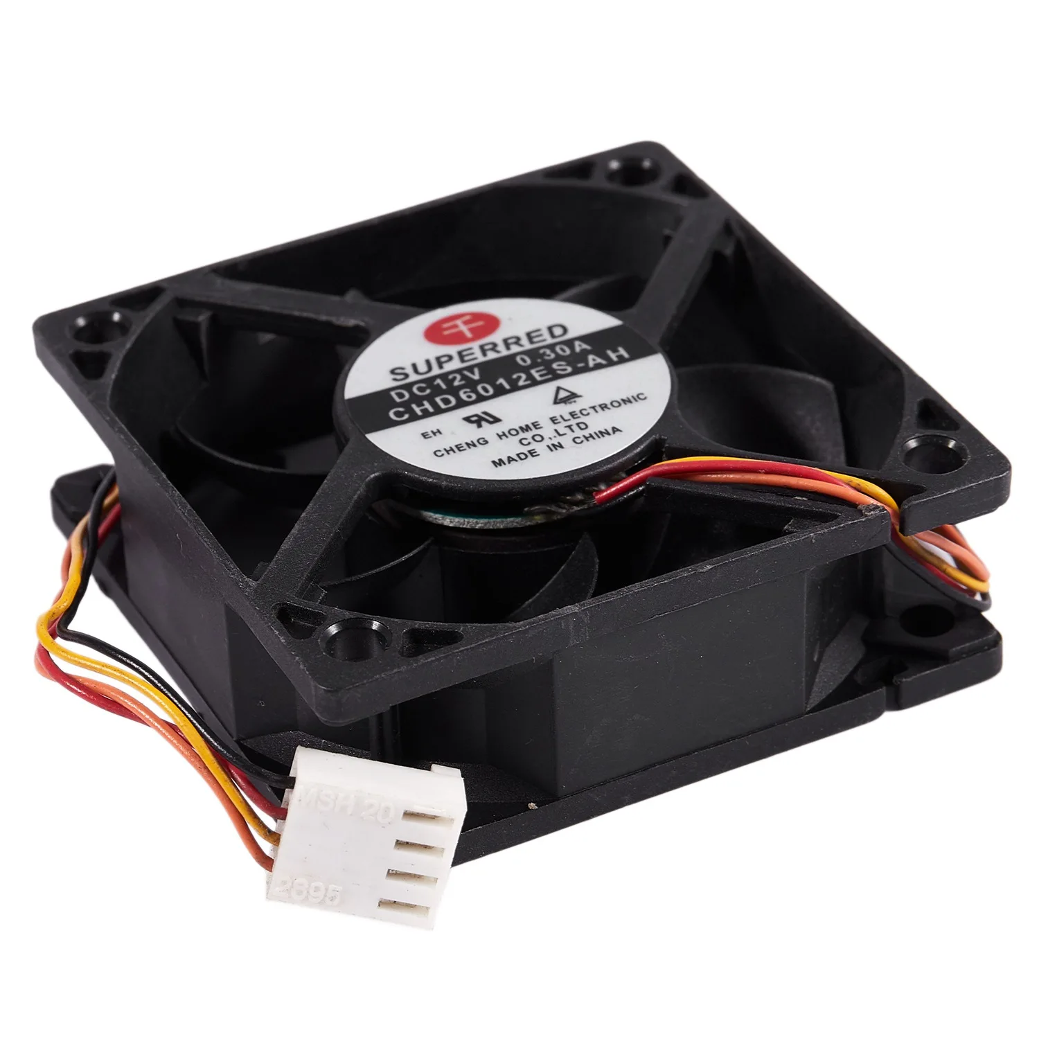 PC 컴퓨터 케이스 선풍기 CHD6012ES-AH, DC 12V, 0.3A, 60mm, 4 핀 커넥터