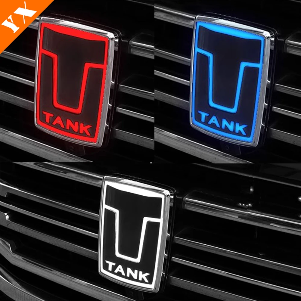 

For Gwm Tank 500 Great Wall 2022-2023 LED Illuminated Logo Accessories Car Front Logo Frame Head Bumper Decor Sticker Cove