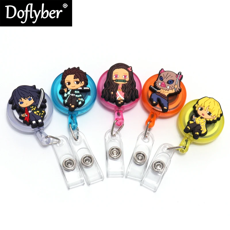 Cool Anime Demon Slayer Retractable Badge Reel For Nurse & Doctor Name Card Holder Kimetsu no Yaiba Office & Hospital Supplies