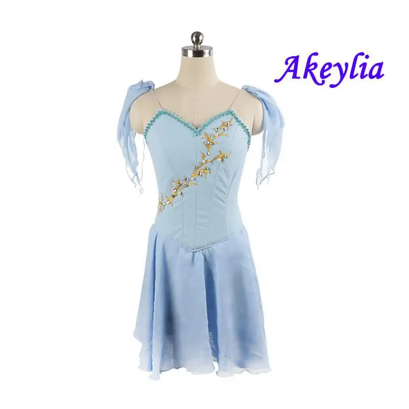 Профессиональное балетное платье небесно-голубого цвета сценический костюм