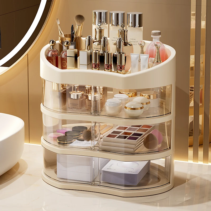 UFORU Cosmetic storage box desktop advanced sense dustproof household large capacity countertop lipstick finishing shelf 3