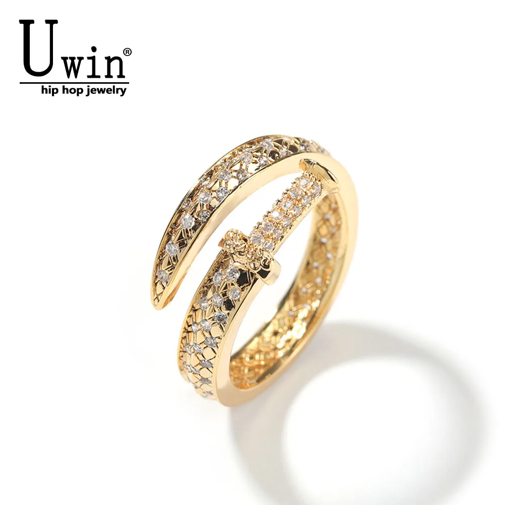 Uwin Sword Rings, Iced Out Square Rings, Rapper Style Jewelry