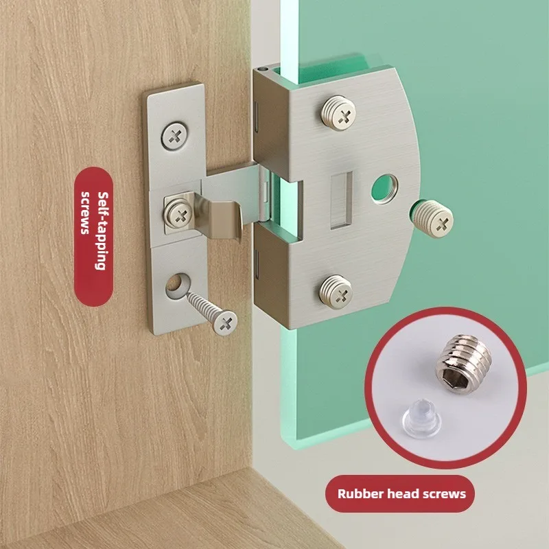 2 Pcs Cake Cabinet Glass Hinge Punch-free Wine Cabinet Glass Hinge Furniture Hardware Accessories stainless steel hinges door hinges