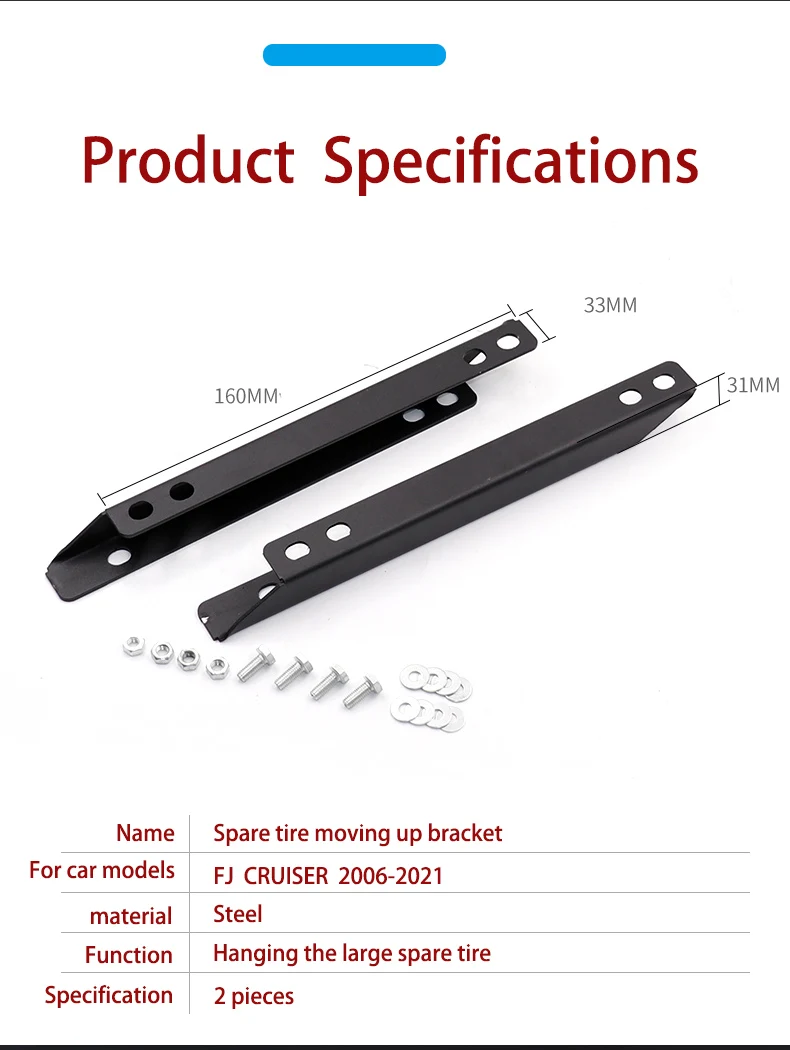 Metal spare tire move up bracket
