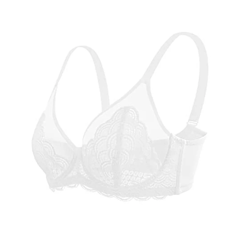 Sexy Female Lingerie with Underwire Full Coverage Push Up Big Breast Bras Plus Size Ultra-Thin Cup Underwear 40E 42D 44D 40G