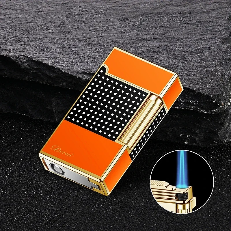 Derui Metal Gas Lighter Creative Windproof Grinding Wheel Butane Lighter Men's Fun Gift Cigarette Accessories Tool Gift butane gas lighter cigarette lighter