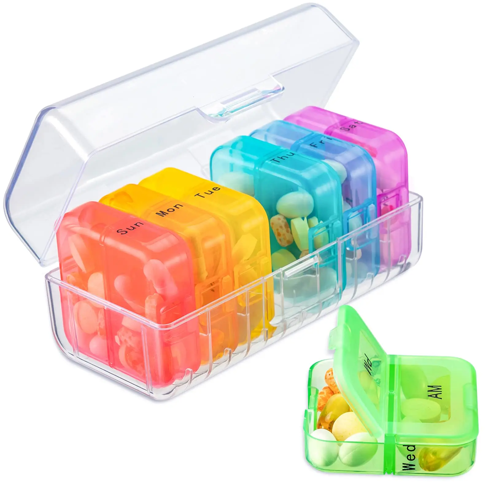 

7 Days 31 Pill Organizer Portable Medicine Box Weekly Tablet Holder Storage Container Case Splitters