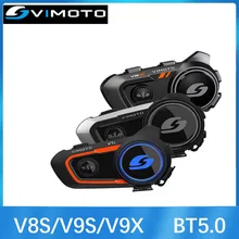 Vimoto 중국어 버전 V8S V9S V9X 오토바이 BT5.0 헬멧 헤드셋, 인터콤 호환, 다기능 이지 라이더 인터폰