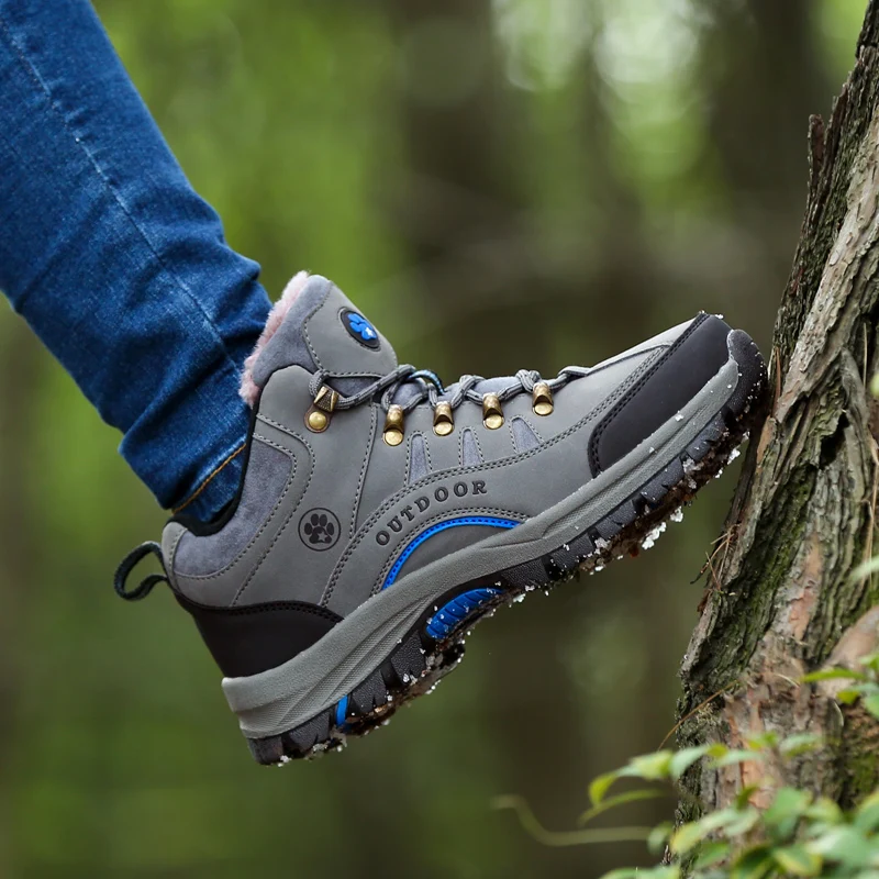 Outdoor High Quality Winter Warm Trekking Hiking Shoes Women High-top Plush Snow Casual Sneakers Ladies Non-slip Walking Boots