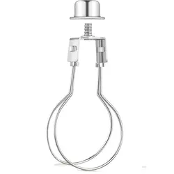 Durable Iron Lamp Shade Cap Finial with Light Bulb Clip (Silver)