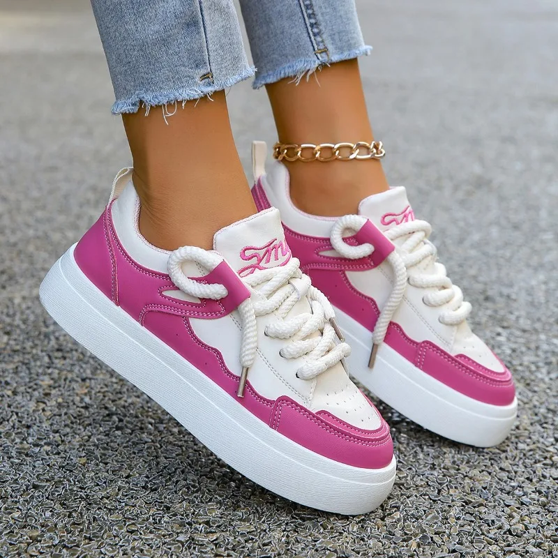 

Женские кроссовки с круглым носком, Вулканизированная подошва, на шнуровке, повседневная Дизайнерская обувь, лето 2024