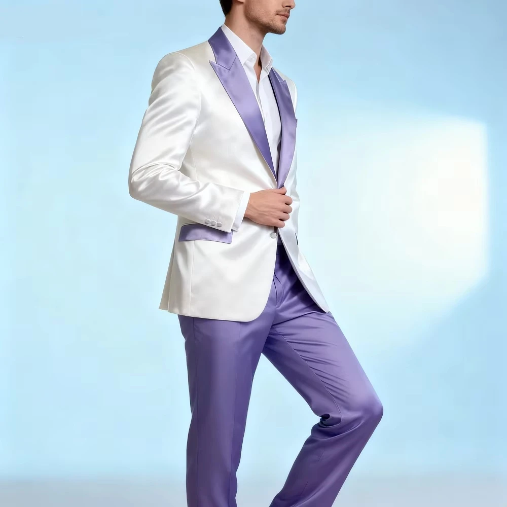 Formal Blazer Trousers 2Pcs Men Suits Set Groom Wedding Tuxedos Classic Slim Fit Groomsmen Wear Groom Party Prom Business Dress