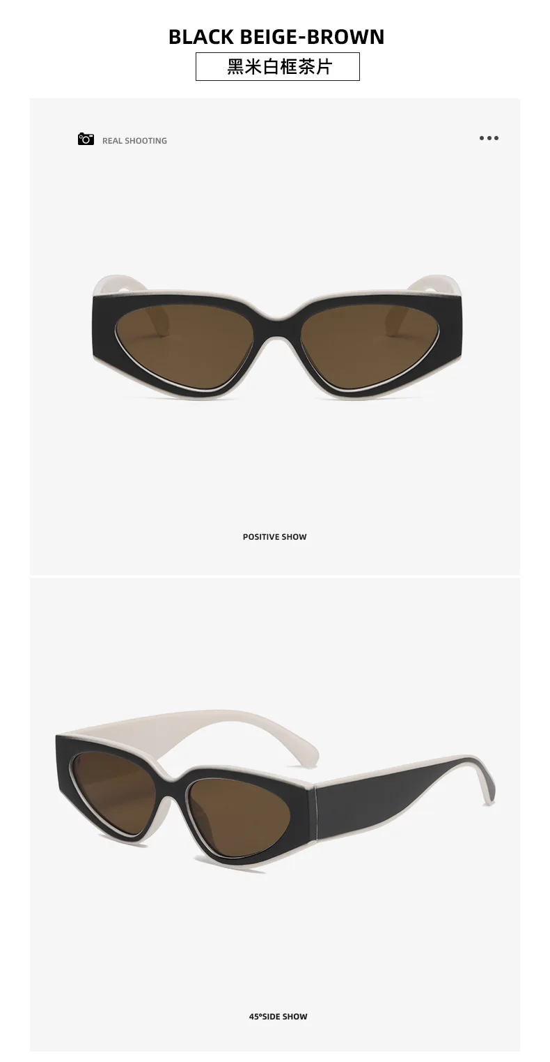 2025, neue Mode, Patchwork-Cat-Eye-Sonnenbrille für Damen, Vintage, Schwarz, Weiß, UV400, Sonnenbrille, Damen, trendiges Fahren, sexy Farbtöne – Detail 9