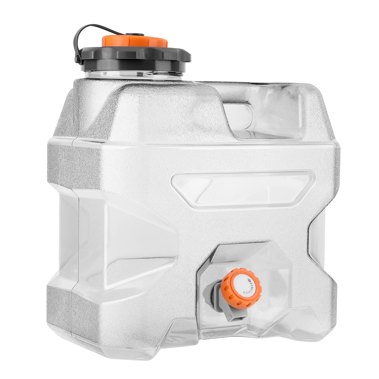 12L Water Container Clear Gray Emergency Water Storage with Spigot Portable Water Tank for Outdoor Hiking Camping Home Use