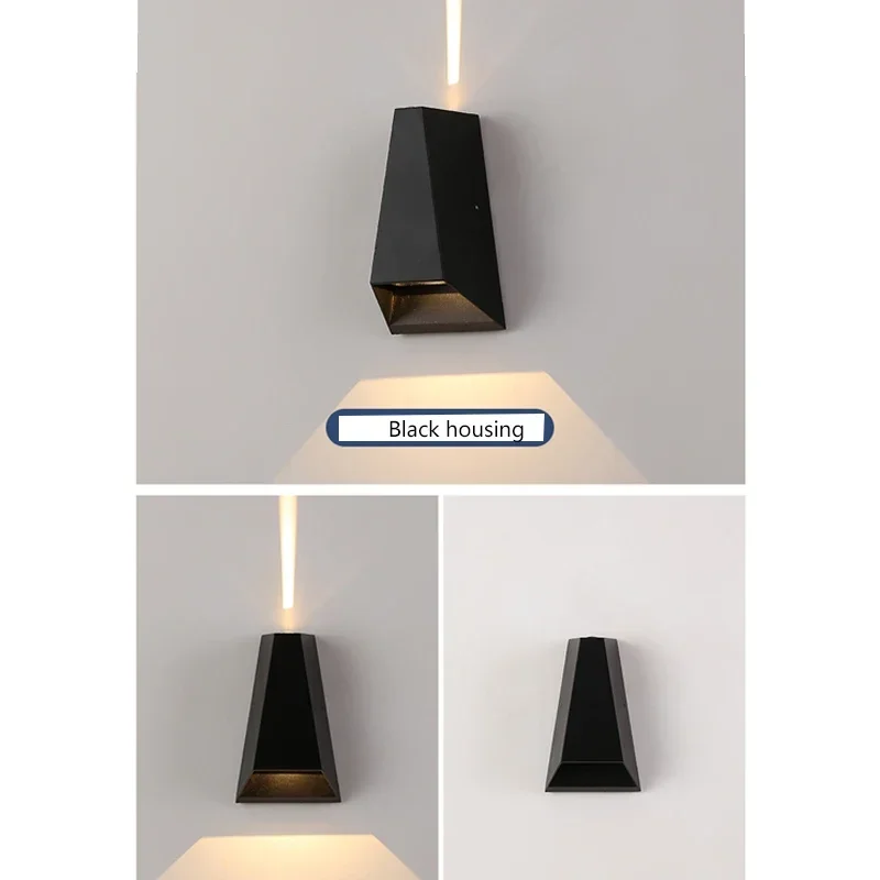 알루미늄 AC86-265 LED 벽 램프, 실내 침실 거실 계단 벽 장식, 야외 방수 정원 조명, IP65