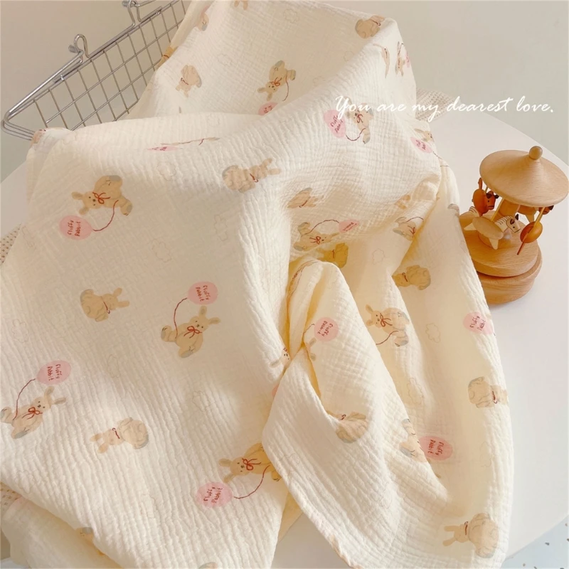 

2-Layer Cotton Swaddle Blanket Baby Blanket Floral Print Muslin Diaper Swaddle New Born Crinkle Fabric Stroller Cover