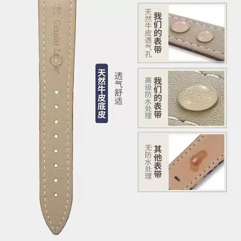 Elegant Genuine Leather Watch Band with Butterfly Clasp – Premium Replacement Strap