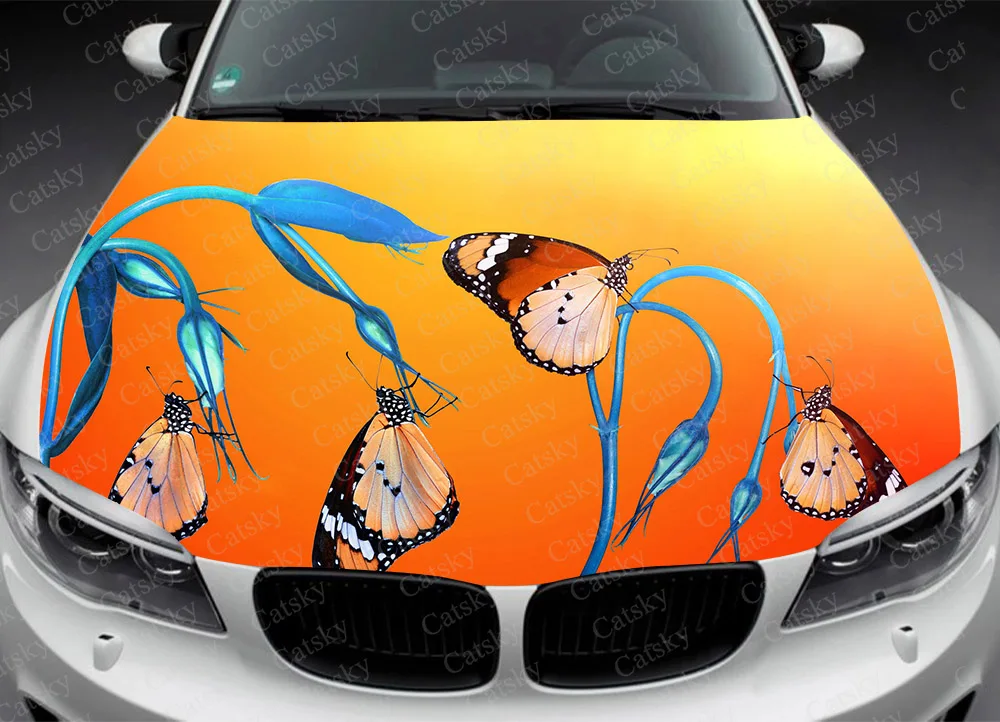 StickerTalk 5in x 4in Orange Butterfly Sticker Vinyl Animal Car Truck Vehicle Stickers