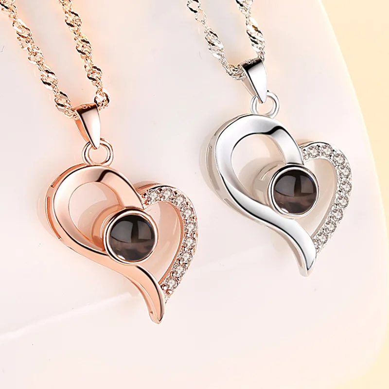 Personalized Photo Custom Male And Female Projection Necklace Multi-Model Pendant Necklace Lover Family Wife Husband Memory Gift