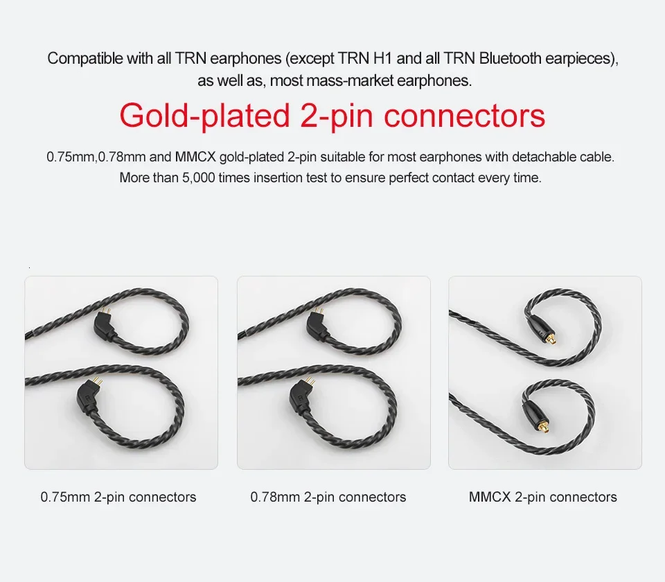 TRN A3 6 Core Earphone Wire IEM Upgrade Cable 3.5mm 0.75/0.78mm 2 Pin MMCX Earphone Wire for TRN V30/V20/V80/V90/ZST/EDX/ZS6