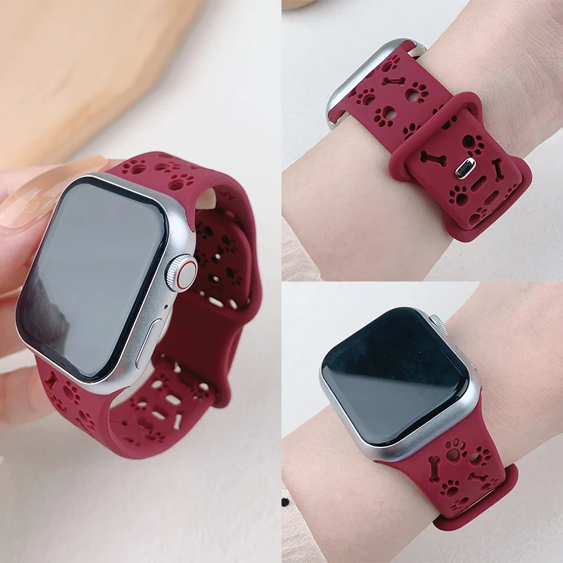 รูปสินค้า สายรัดข้อมือซิลิโคนลายอุ้งเท้าสุนัขสำหรับ Apple Watch